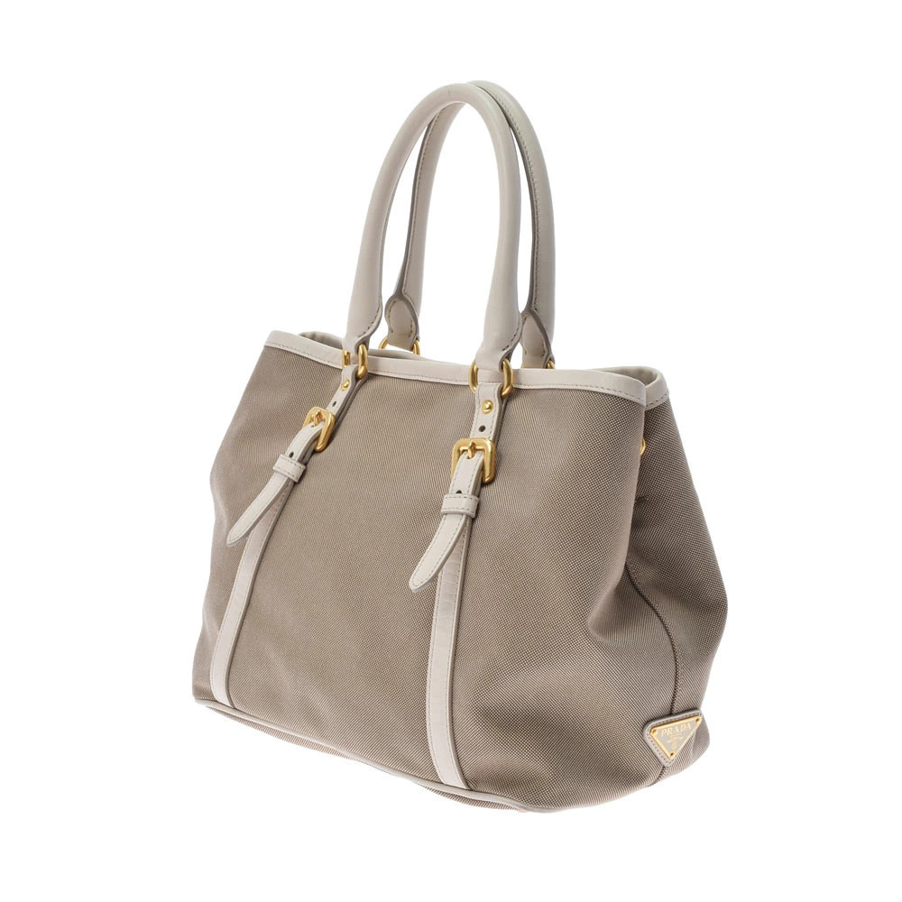 Prada bag white jacquard handbag beige leather White Tan